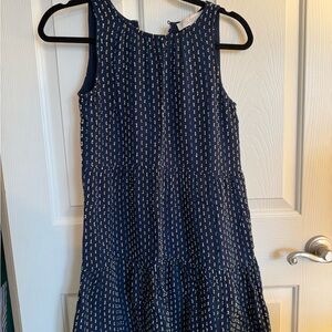 Navy Sleeveless Patterned Dress